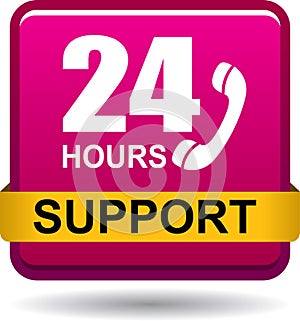 24 hours support web button pink