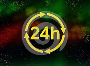 24 hours update icon abstract bokeh dark background