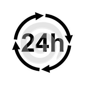 24 hours update icon flat vector illustration design