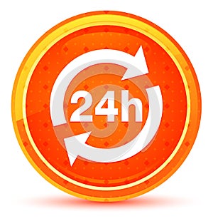 24 hours update icon natural orange round button