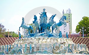 Hourse and king Statue Art at Ramoji Film City Hyderabadh India