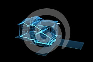 House 3D rendered xray blue photo