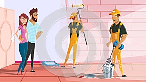 House or Apartment Painting Service Cartoon Vector
