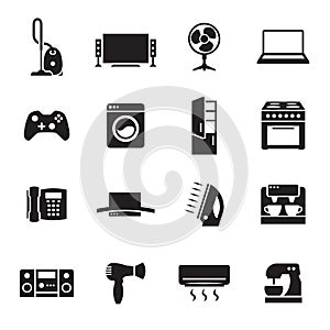 House appliance, home appliance icons set