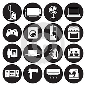 House appliance, home appliance icons set