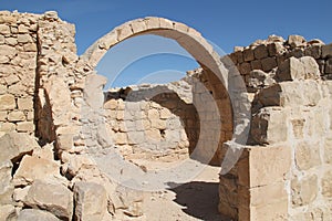 House with Arc Ruins in Shivta, Ancient Nabataeans and Byzantine City, Israel