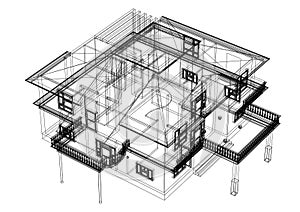 House architect design blueprint - isolated