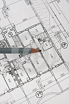 House architecture plan and pencil on paper