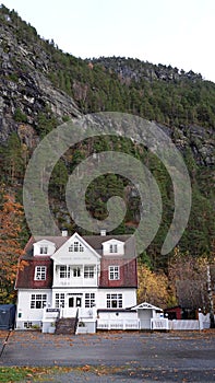 House in Autumn colours in Valldal n Norway