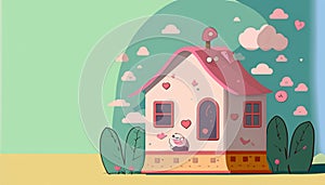 house background with space for text. AI Generated
