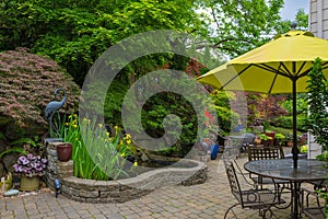 House Backyard Hardscape with Garden Patio Furniture photo