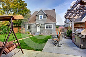 House backyard with patio area