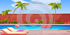 House backyard with swimming pool illustration