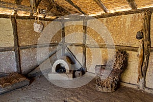 House at Bay of Bones, prehistoric pile-dwelling, recreation of a bronze age settlement on Lake Ohrid, North Macedon