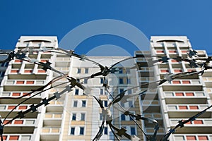 House behind barbed wire