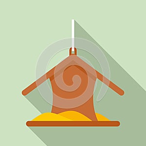 House bird feeders icon, flat style