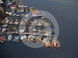 House Boats Along a Ship Canal