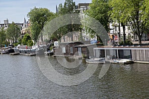 House Boats At The Amstel River At Amsterdam The Netherlands 17-4-2022