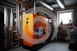 A house boiler room with a modern heating system