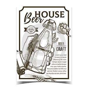 House Brewed Craft Beer Advertising Banner Vector