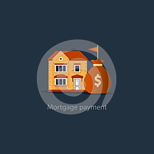 House budget icon, real estate investment, rent payment, buy new home, insurance