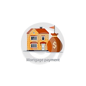 House budget icon, real estate investment, rent payment, buy new home, insurance