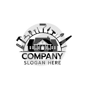 House Builder Logo,House Repair Service,Construction Building Worker Tool Handyman concept