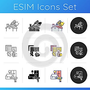 House building icons set