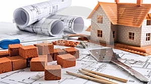 The house and building plans. AI generated