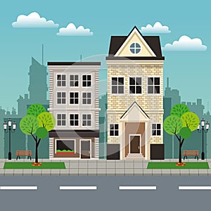 House building residential urban streetscape