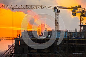 House building sunset