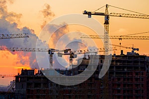 House building sunset