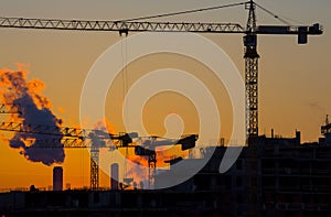 House building sunset