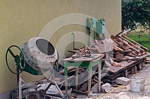 house building under construction composition