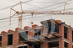 house building under construction composition