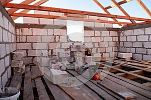 house building under construction composition