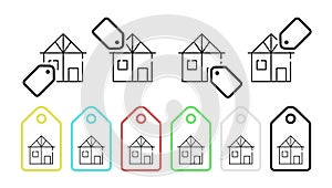 House, building vector icon in tag set illustration for ui and ux, website or mobile application