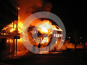 House in a burning inferno