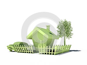 House car tree real estate immobile 3d cg