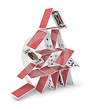 House of cards tower 3D collapsing