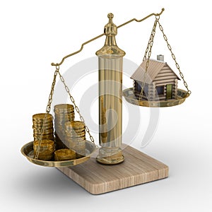 House and cashes on scale