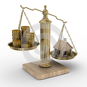 House and cashes on scale