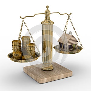 House and cashes on scale