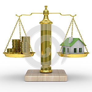 House and cashes on scales