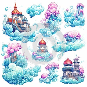 House, castle and wave illustration, free stock photo