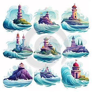 House, castle and wave illustration, free stock photo