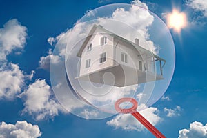 House is caught in a bubble - 3D-Illustration