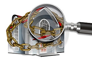 House, chain and magnifier