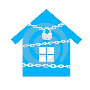 House with chains closed on the lock