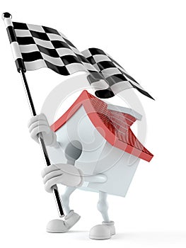 House character waving race flag